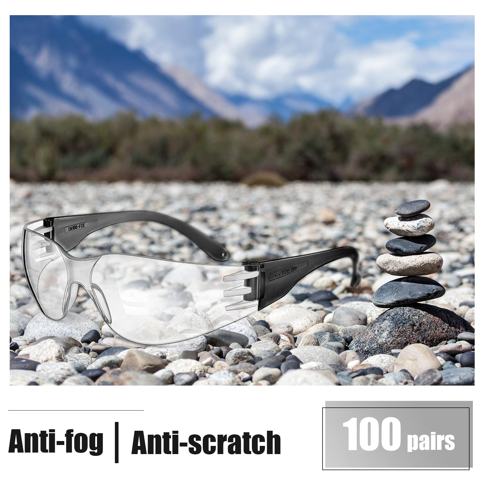 Chumia 100 pares de gafas de seguridad protectoras resistentes a los arañazos y a los impactos, protección ocular para mujeres y hombres, trabajo, construcción, ciencia, laboratorio, tiroteo