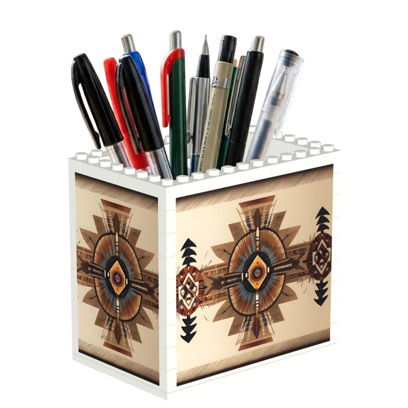 SXZVVBN Native American Painting Building Block Desk Tidy ABS Organiser