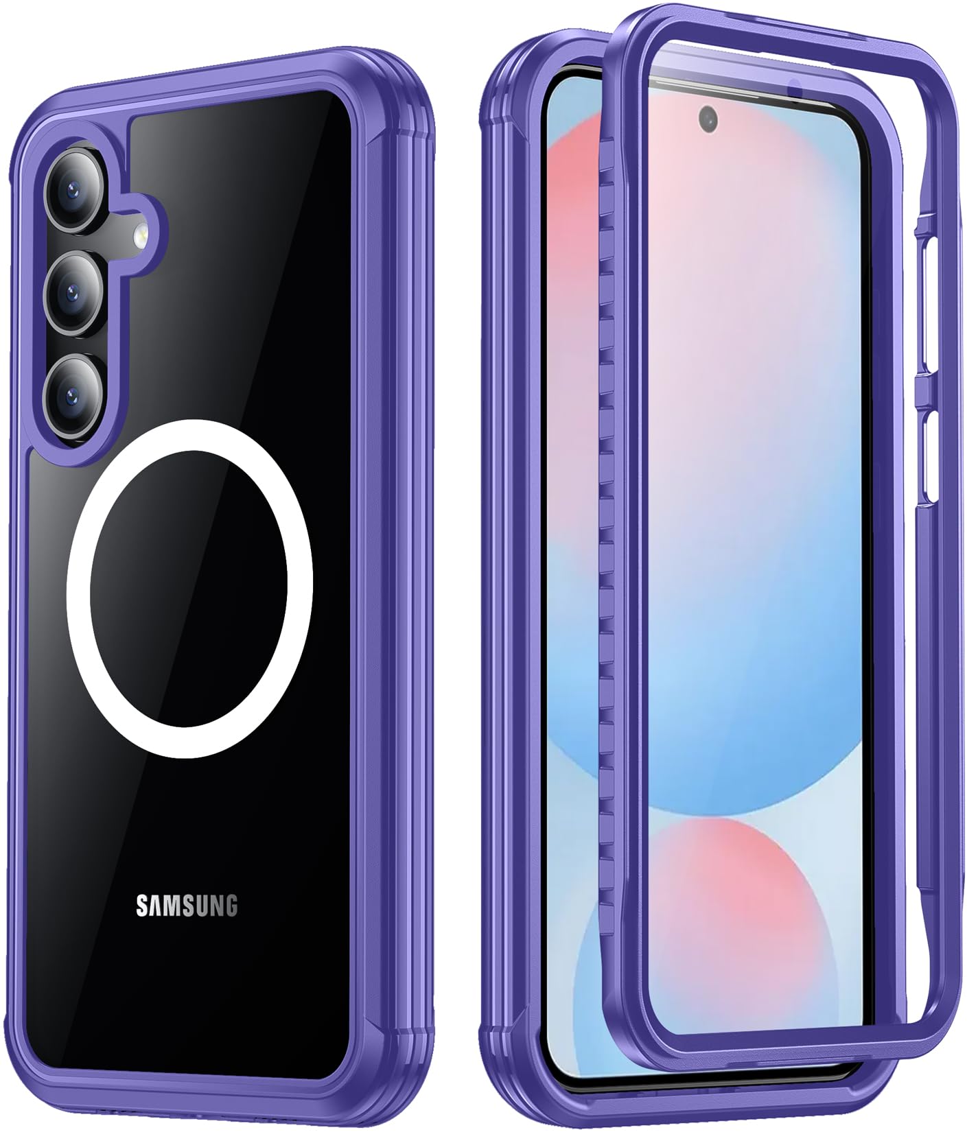 Temdan for Samsung Galaxy S24 FE Case, [Built-in Glass Screen Protector][Compatible with Magsafe][Full Body Shockproof][Work with Fingerprint ID] Heavy Duty Protection Phone Case for S24 FE 6.7"