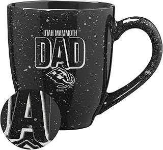 Rico Industries NHL Hockey Utah Mammoth Dad Black 16 oz Team Color Laser Engraved Speckled Ceramic Coffee Mug