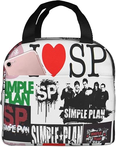 Simple Band Plan Lunch Box Lunch Tote Bag Reusable Thermal Lunch Cooler Bag Leakproof Insulated Lunch Handbag With Front Zipper Pocket For Women Men