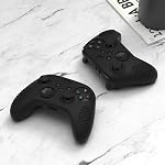 EXtremeRate PlayVital noir 3D Frappés Edition Peau anti-dérapante en silicone pour Xbox Series Contrôleur X/S, protecteur de boîtier en caoutchouc souple pour contrôleur sans fil Xbox Core 6 Capuchons de poignée de pouce noir