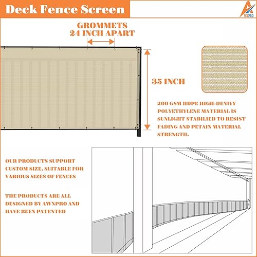 Miniatura 7 de Pantalla de privacidad de 3 x 50 pies para balcón, pantalla de privacidad para terrazas, patios, patios, piscinas al aire libre, porches,