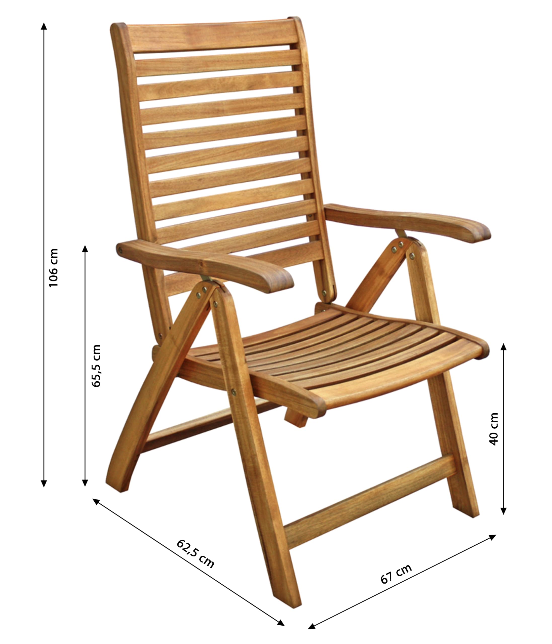 Dehner Klappsessel Macao, ca. 106 x 62.5 x 67 cm, aus FSC® - zertifiziertem Akazienholz, natur