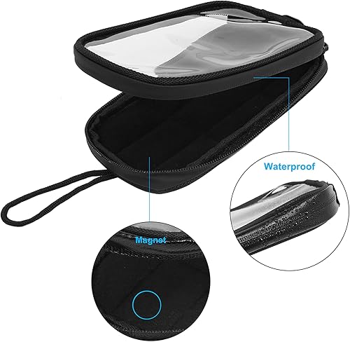 Miniatura 5 de X AUTOHAUX Bolsa de tanque magnética universal de 7 pulgadas con agujero para auriculares, de piel sintética, impermeable, para motocicleta