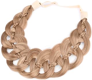 DIGUAN Hollow out wide braid with thin braid Synthetic Hair Braided Headband Hairpiece for Women (Dark Blonde, Wide)