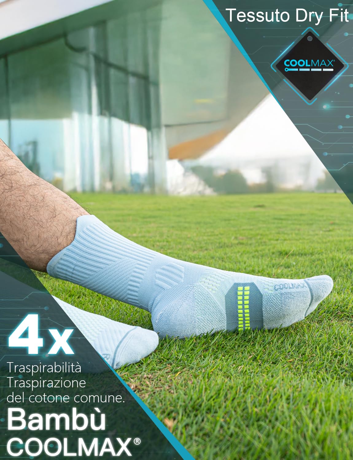 Juclise Bambù Coolmax Compressione Running Calzini Sportivi Trekking Allenamento