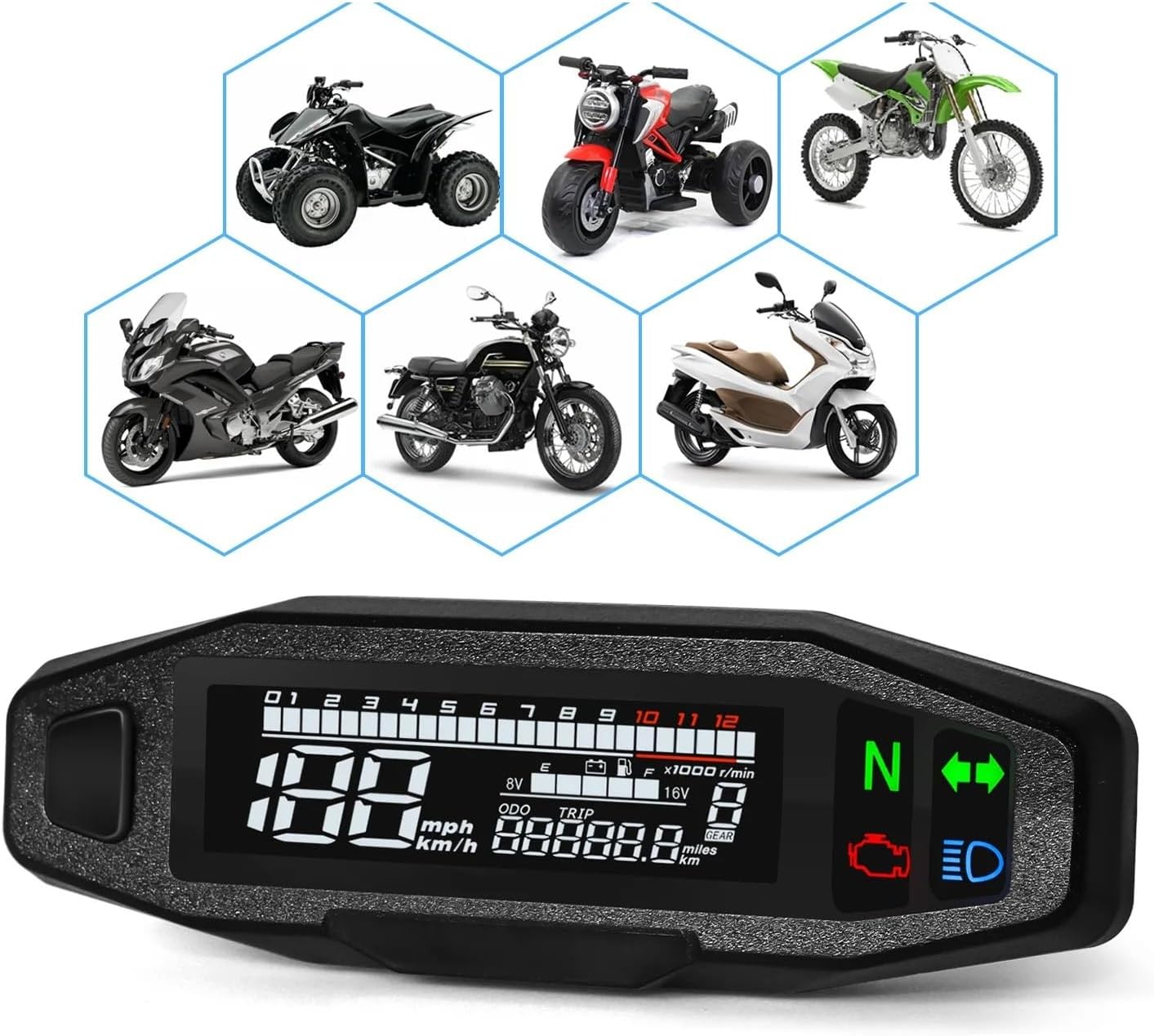 Motorbike Instrument Odometer Universal Motorcycle Digital Speedometer Tachometer Oil Gauge Turn Signal Light Dashboard Sensor Bracket Odometer Gauge