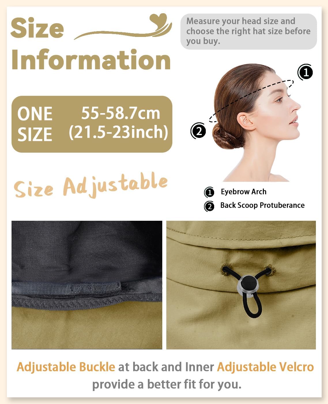 Rosoz Sun Hats for Women Wide Brim Ponytail Bucket Hat Sun Protection Beach Hat Quick-Dry Gardening Hat with Fold-Up Brim - Image 3