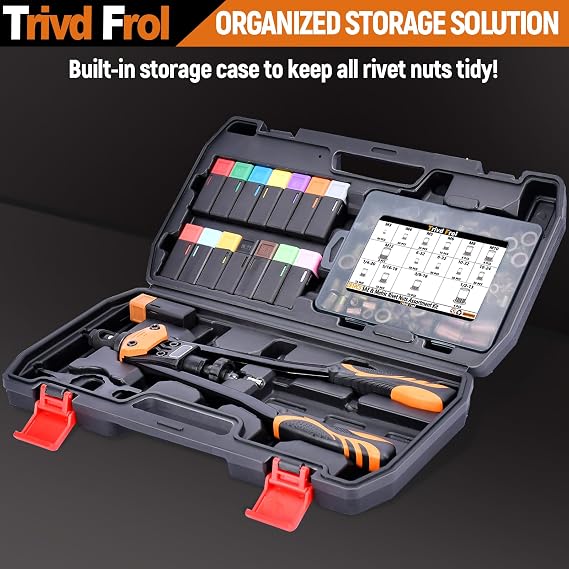 Trivd Frol 16 Rivet Nut Tool Kit, 15PCS Mandrels & 281PCS Rivet Nuts