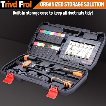 Trivd Frol 16 Rivet Nut Tool Kit, 15PCS Mandrels & 281PCS Rivet Nuts
