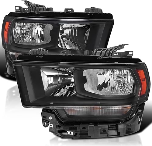 Miniatura 1 de SPEC-D TUNING Faros delanteros halógenos de lente transparente con reflector ámbar compatible con Dodge Ram 2500 3500 2019-2022 izquierda y derecha