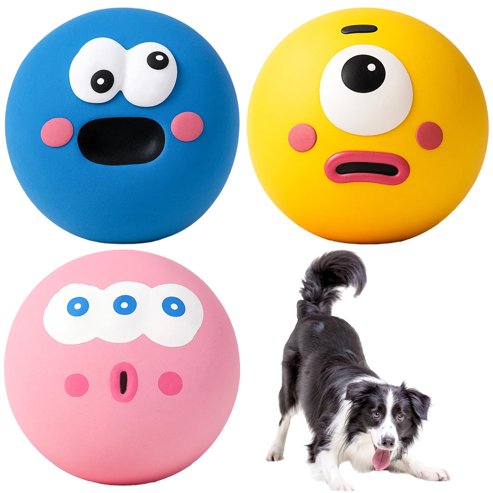 WORUIB Squeaky Dog Balls, 3 Pack Small Dog Balls with Squeaker, Latex Dog Toy Squeaky for Small Dogs, Dog Toys for Dogs, 5.5 X 5.5 X 3.5 Cm