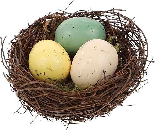 Miniatura 1 de 1 Uds. Decoración artificial de nido de pájaro con huevos, vid natural, decoración del hogar para exhibiciones creativas, bricolaje, micro paisaje y