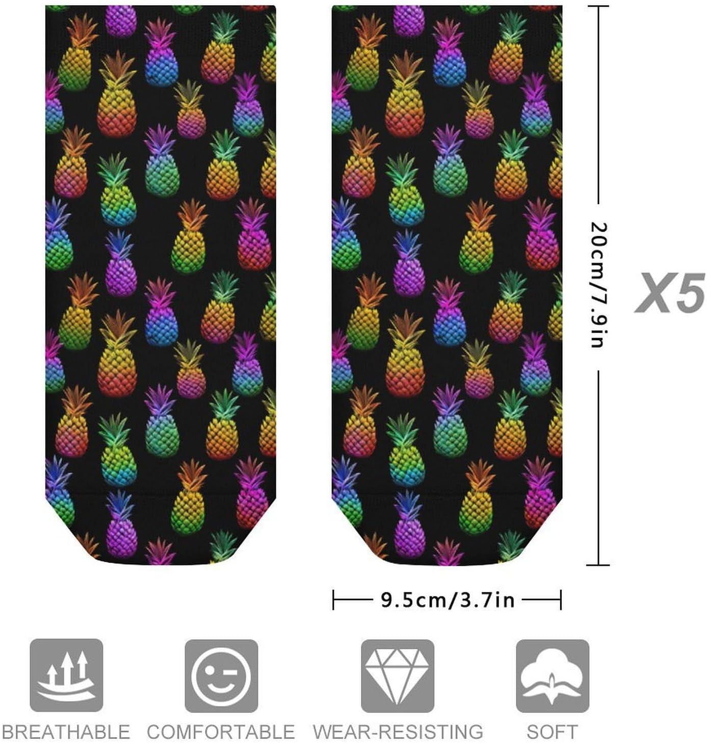 Tropical Pineapple Socks for Men Women 5 Pairs Ankle Socks
