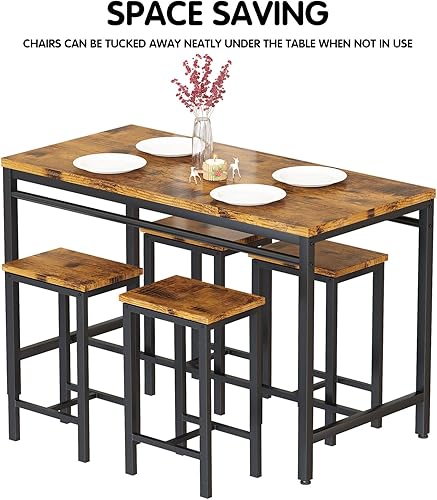 Miniatura 5 de DKLGG Juego de mesa de comedor para 4, mesa de cocina industrial y sillas, juego de 4 mesas de comedor con 4 sillas, mesa de cocina pequeña, juego