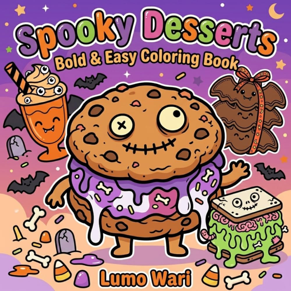 Spooky Desserts: Bold & Easy Halloween Food Coloring Book for Kids and Teens