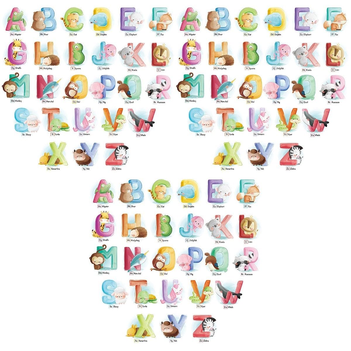 Toddmomy 3 Piezas Infantil de Letras y Animales Pared Adhesivos Decorativos Habitaciones de Aplicación y Material