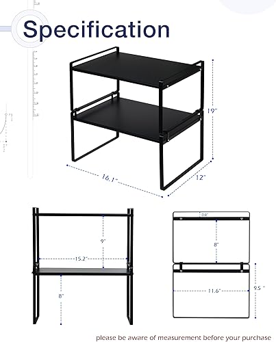 Miniatura 10 de Nxconsu Paquete de 2 estantes apilables para gabinete, organizador elevador para armario de cocina, despensa, encimera, organización del hogar,
