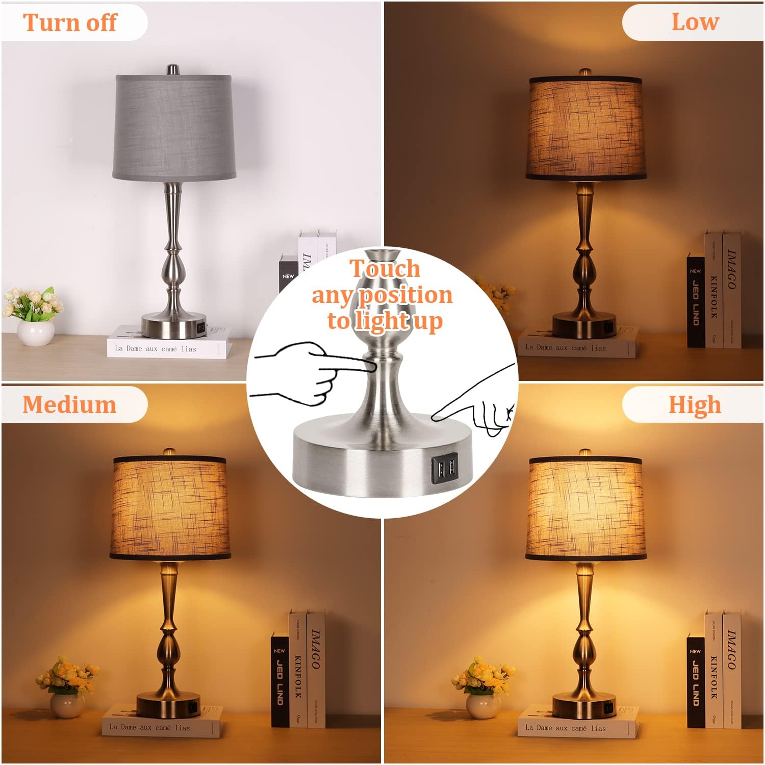 🔥 Hоt Dеаlѕ Touch Control Table Lamp Set of 2,Dual USB Charging Ports, 3 Way Dimmable Nightstand Lamp,Desk Light with Gray Shade, Nickel Finish Modern Bedside Table Lamps for Bedroom Living Room Bulb Included 🛒 Flаѕh Sаlе Touch Control Table Lamp Set of 2,Dual USB Charging Ports, 3 Way Dimmable Nightstand Lamp,Desk Light with Gray Shade, Nickel Finish Modern Bedside Table Lamps for Bedroom Living Room Bulb Included