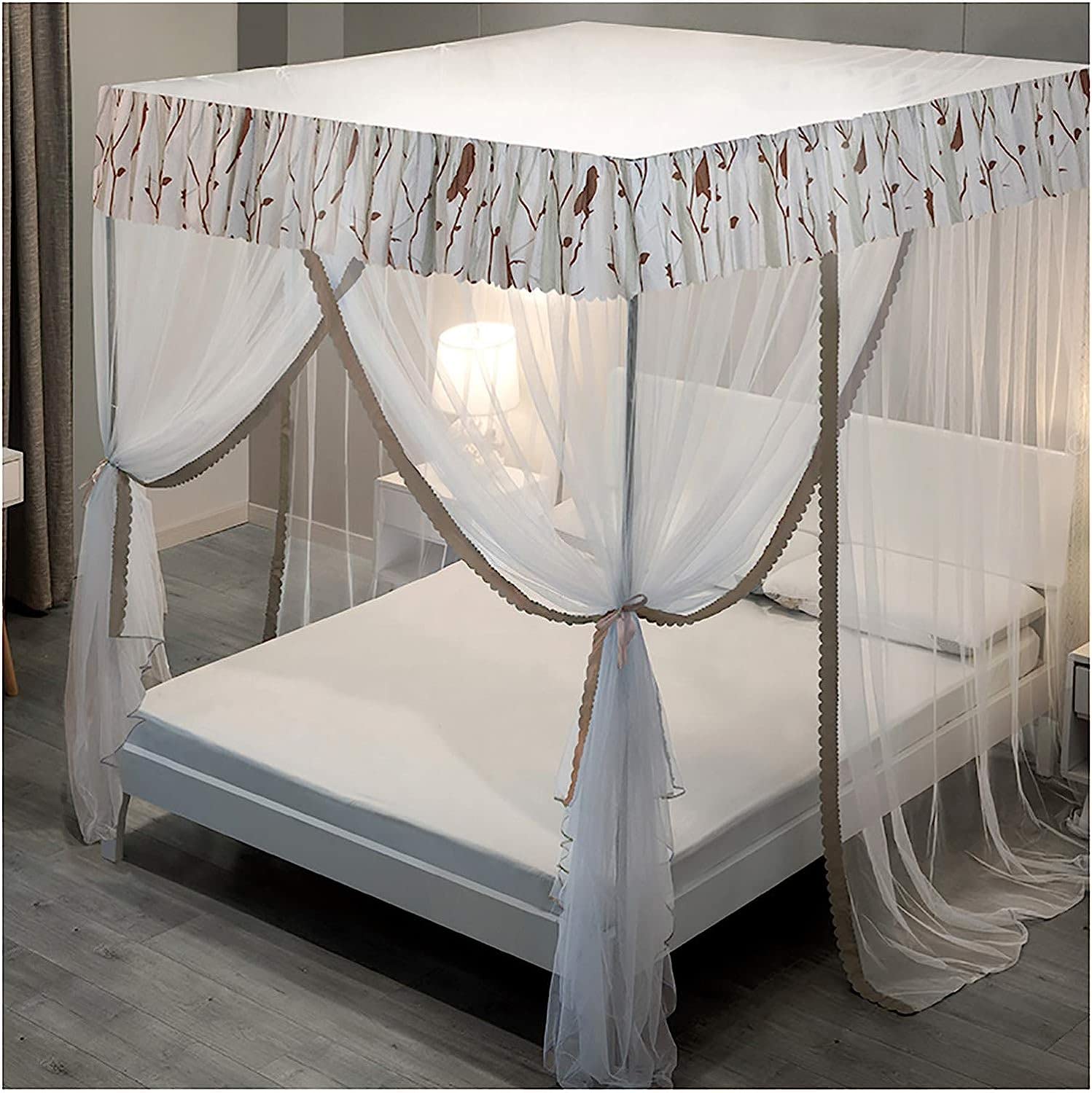 Moustiquaire de lit princesse pour chambre fille auvent romantique rose 150x200 cm