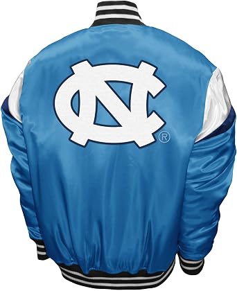 2Bhip NCAA UNC Tar Heels Adult Mens College Carolina Blue Lightweight Satin Bomber Varsity Jacket Coat Jackets