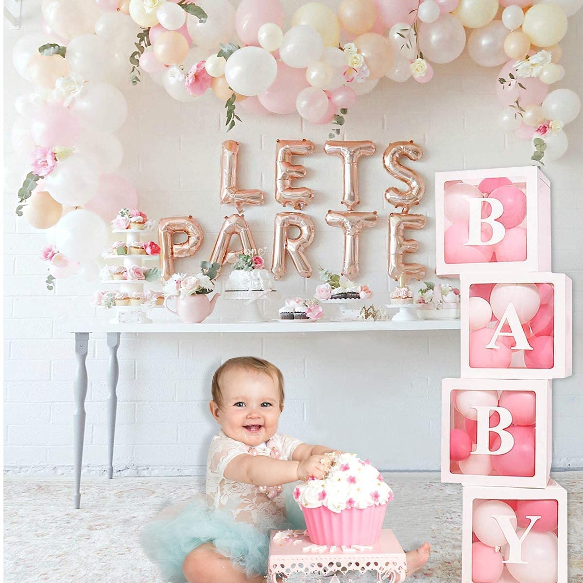 Baby Shower Party Decor Balloons Box - DIY Crafts Transparent Boxes Decor for Kid Party, Birthday Wedding Events Decorations, Boy Girl Baby (Baby)
