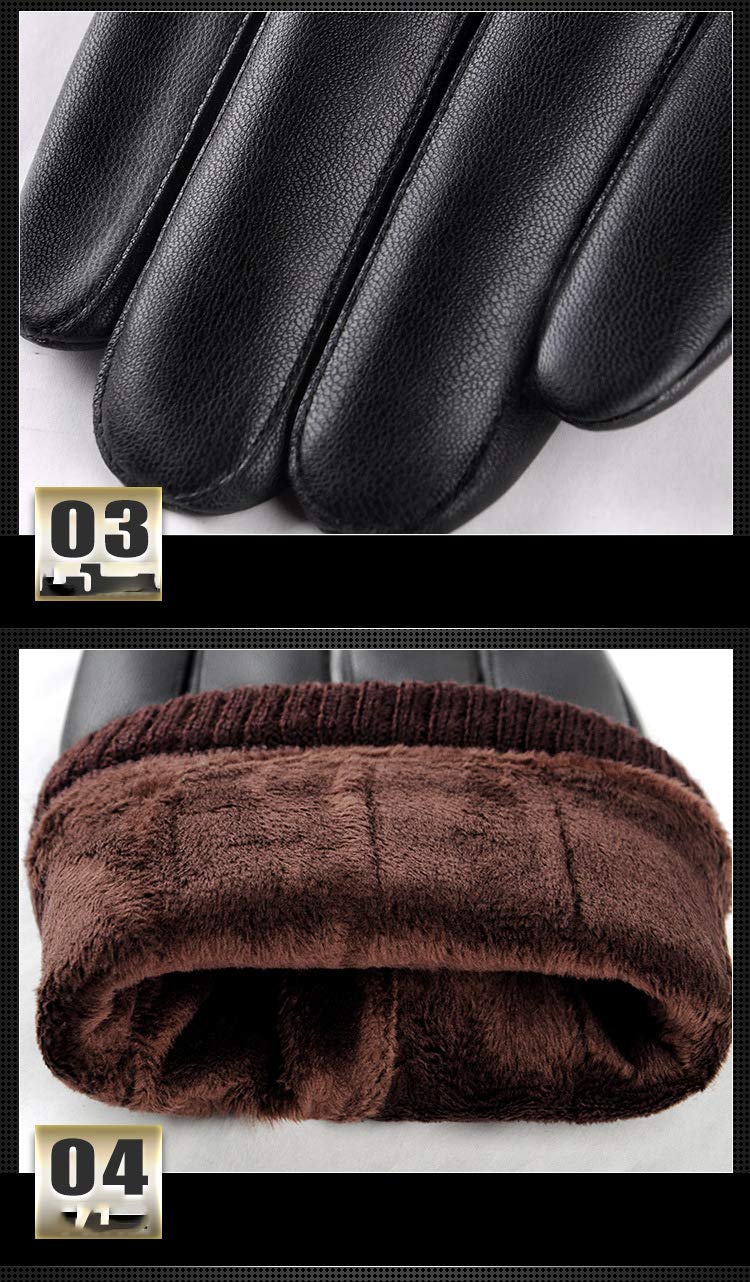 Touch Screen Coppia Guanti Uomo Inverno Pu Guida Ciclismo Impermeabile Outdoor Plus Velvet Ladies Guanti, (1 Coppia)