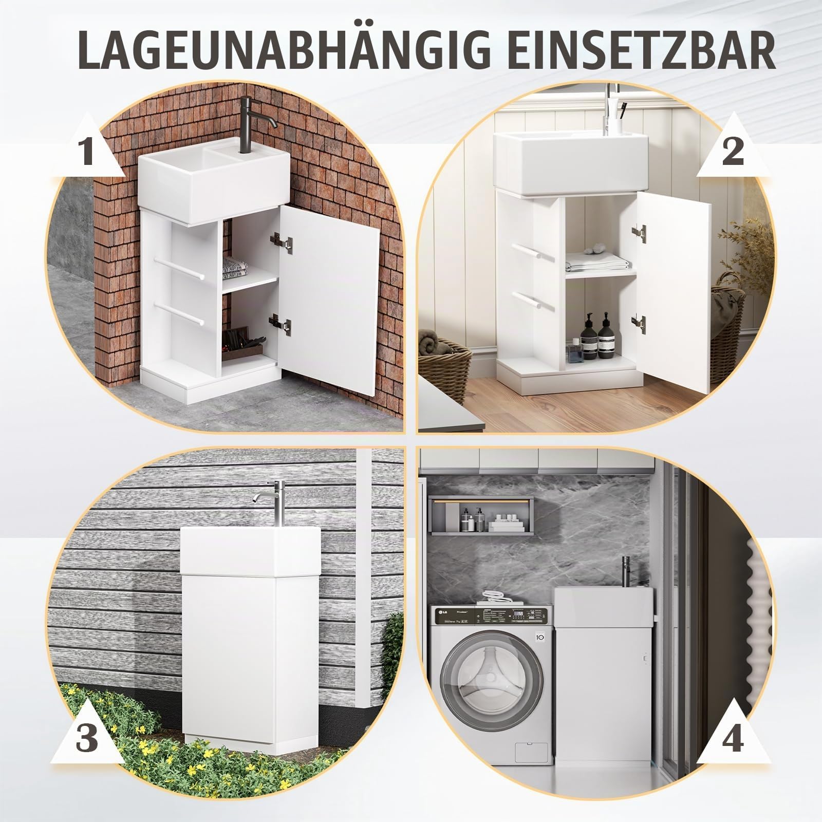 Umywalka z szafką pod umywalkę i umywalką ceramiczną, szerokość 40 cm