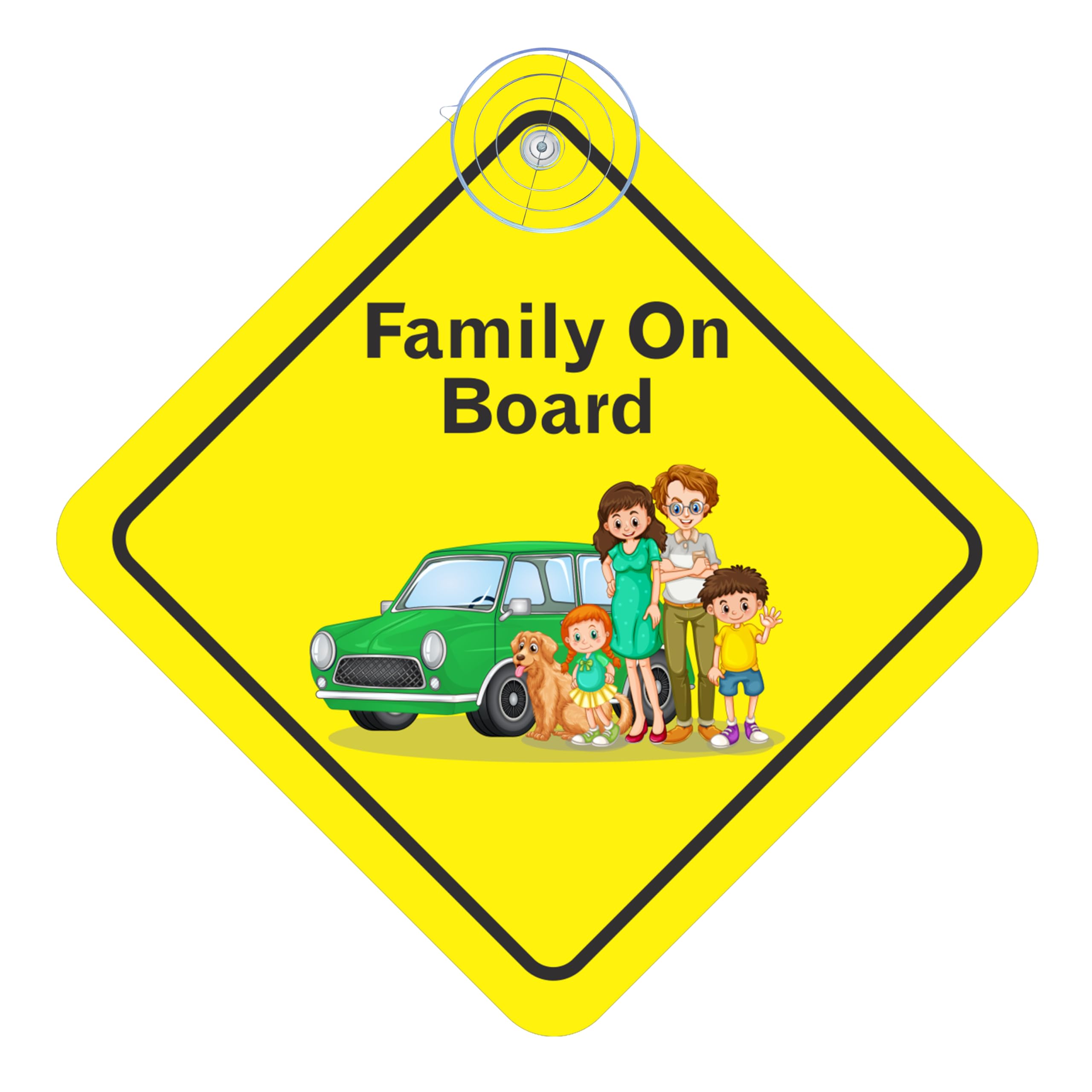 Trueflair Family on Board Car Window Sign, Safety Decal with Suction Cup