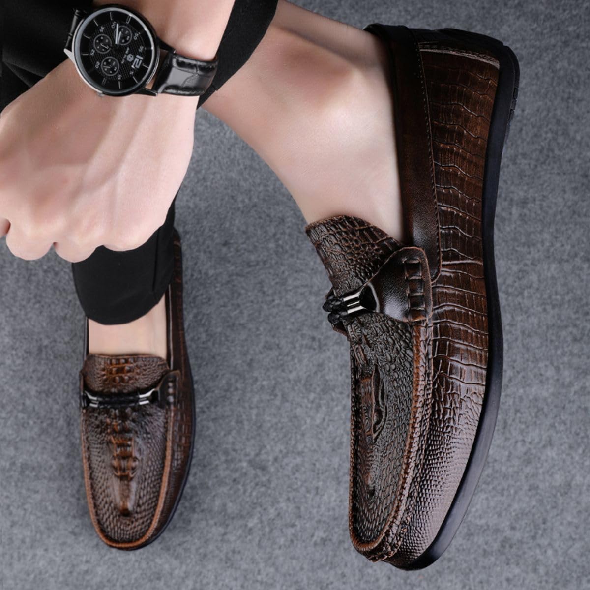 Handgefertigte Herren Leder Slip On Driving Business Schuhe 37-49 EU