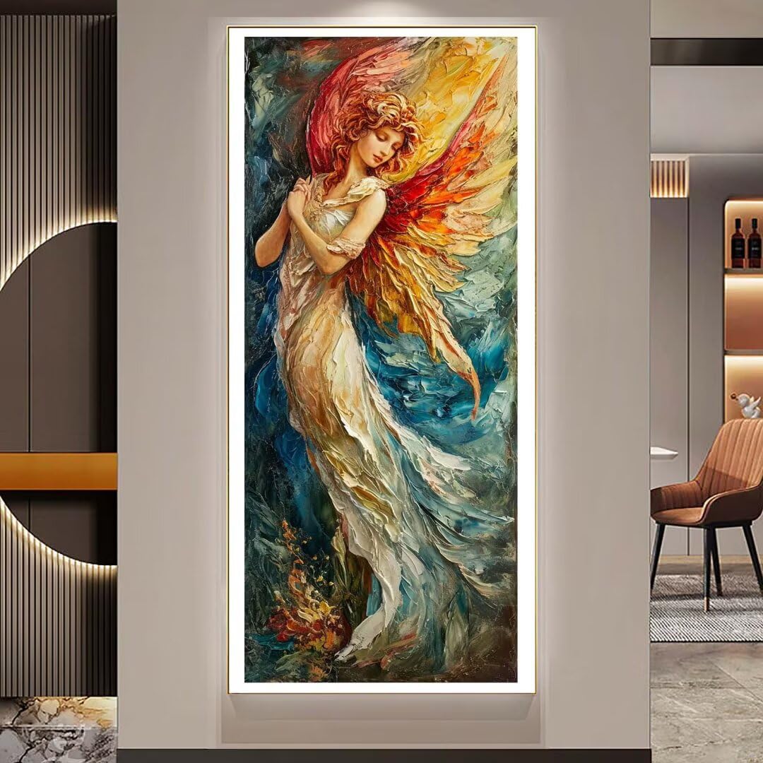 Złote skrzydła diamentowe zestawy artystyczne dla dorosłych, duży obraz diamentowy, anioł, kryształy, zestawy artystyczne, 40 x 120 cm, pełne wiercenie, klejnot, obraz, stras, haft, haft krzyżykowy,