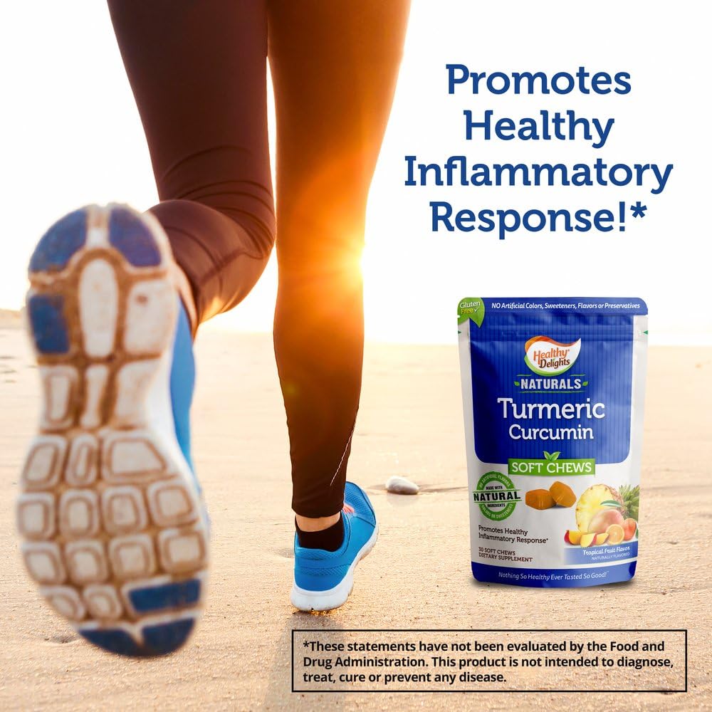Healthy Delights Naturals, Turmeric Curcumin Soft Chews, Promotes Healthy Inflammatory Response, Delicious Tropical Fruit Flavor