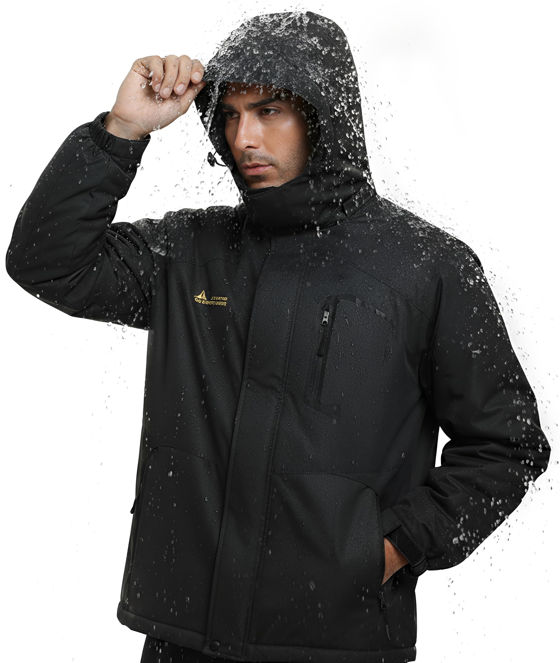 Chaqueta Esquí Impermeable Hombre Lana Cazadora Montaña Snowboard Invierno Forro Polar Cálida Antiviento Abrigos con Capucha Desmontable Exterior