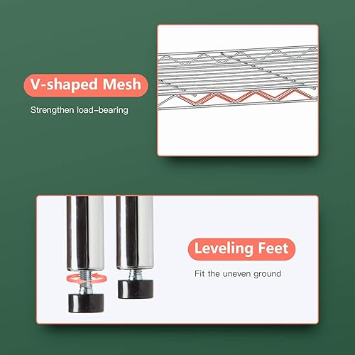 Miniatura 6 de FDW Estantería de alambre de 14 pulgadas de profundidad x 36 pulgadas de ancho x 72 pulgadas de alto, estante de metal con 5 niveles de capa