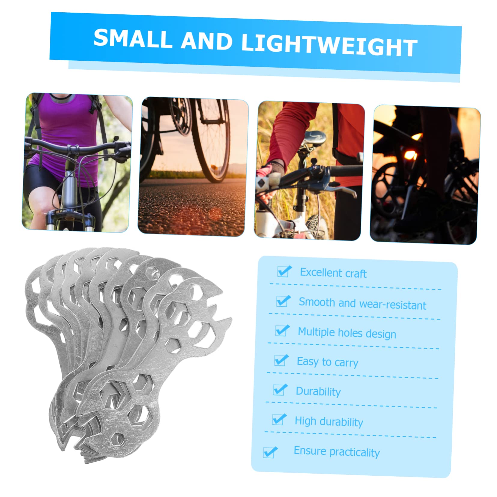 HEALEEP 10pcs Pedal Wrench for Bike Repair Multi-functional Tool Kit Various Hole Construction for Easy Crank Maintenance Go Use