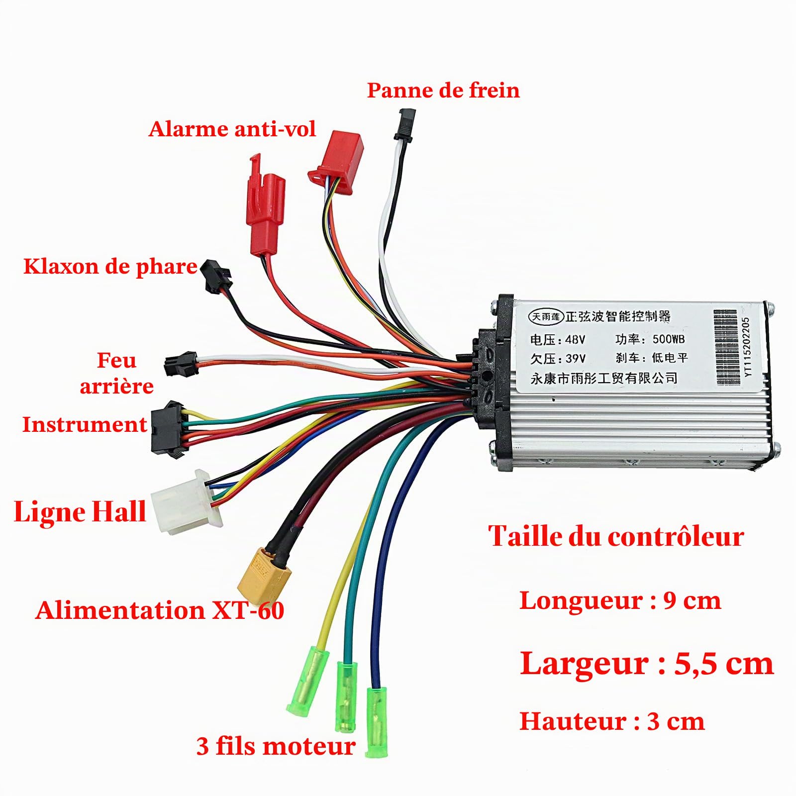 Contrôleur de moteur 500 W 36 V 48 V avec écran LCD pour scooter électrique, panneau de commande et kit de changement de vitesse (36 V)