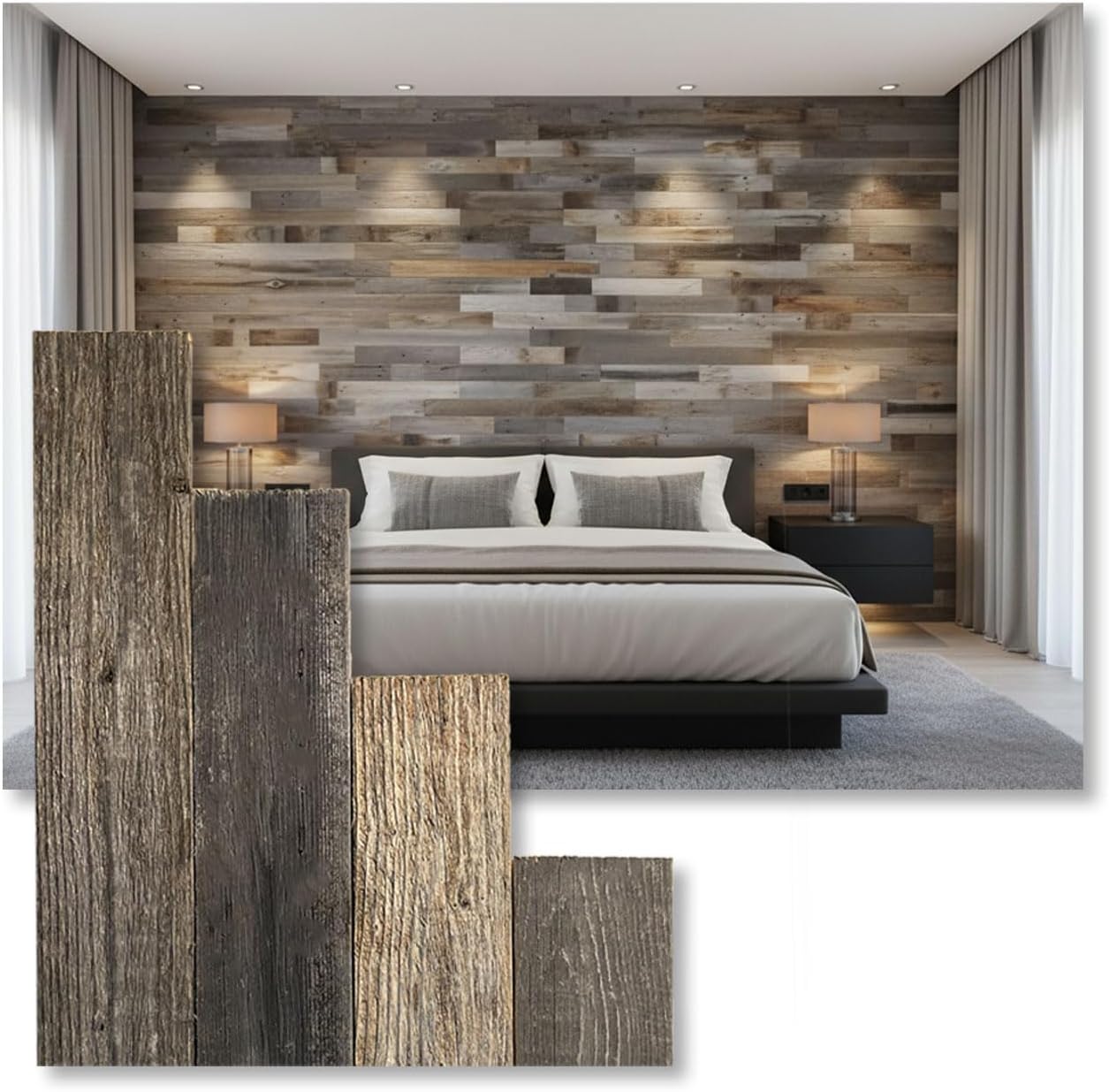 Rustic Revival | Barnwood Planks for Accent Wall, Easy Nail-up Real Wood Wall Planks for Rustic Panel Covering | 100% Authentic Reclaimed Weathered Wood (5 Square Feet)