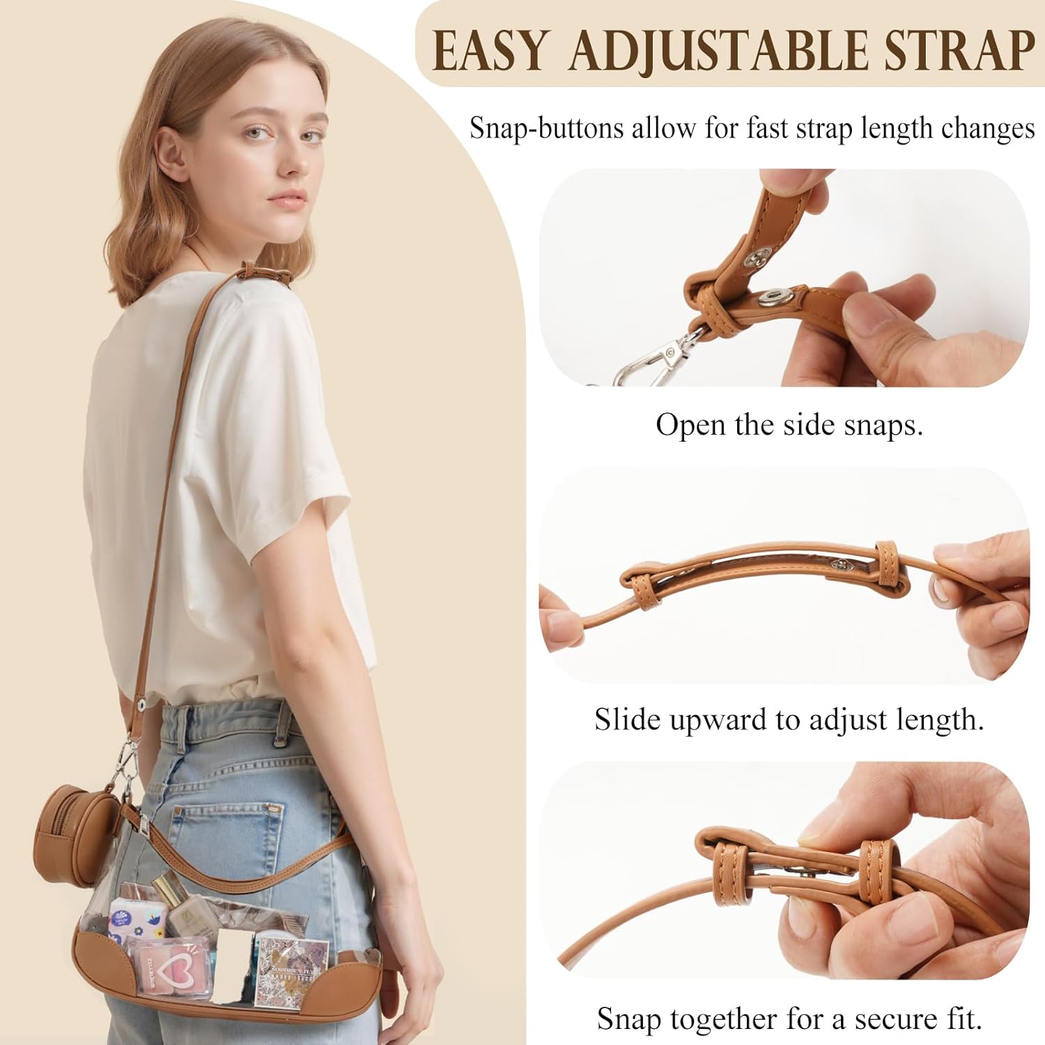 Clear Bag for Stadium Events, Clear Purse for Women Concert Crossbody, PVC Shouler Bags with Coin Purse - Image 4