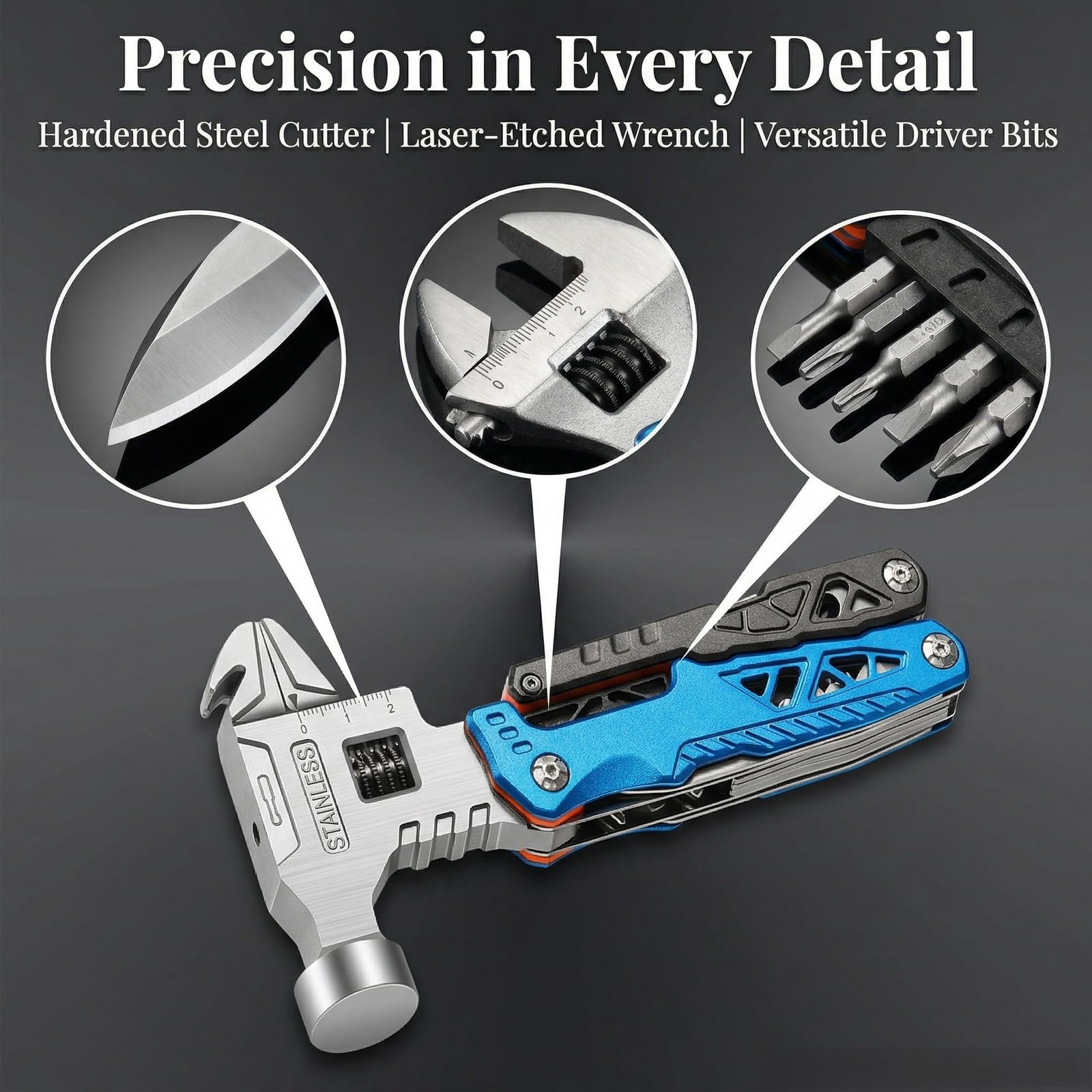 18 In 1 Multifunctional Wrench Hammer – Multitool mit Hammer, Zange, Flaschenöffner, Schraubendreher & Taschenmesser – leicht, tragbar, ersetzt die Werkzeugkiste (2PCS-2)