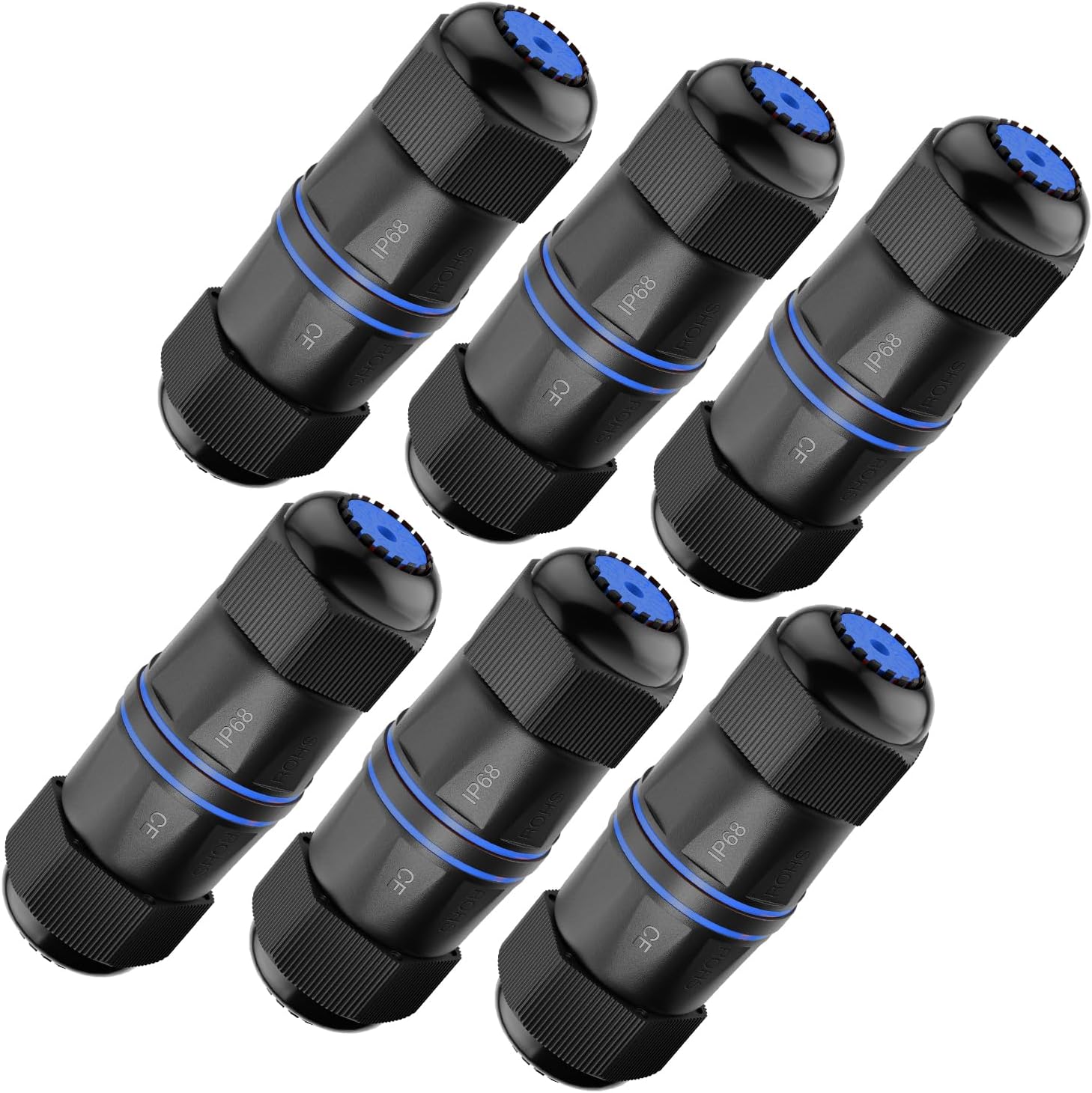 VCELINK 6 Pack IP68 Waterproof RJ45 Coupler Cat6/Cat5E/Cat5, Outdoor Ethernet Cable Connector Female to Female, Shielded Network Extender