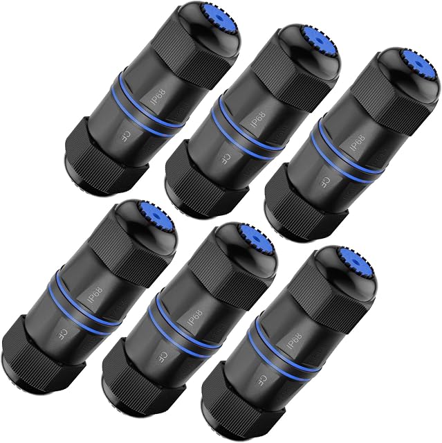 VCELINK IP68 imperméable RJ45 Couple Cat6/Cat5E/Cat5, Connecteurs de câble Ethernet d'extérieur blindés Femelle à Female, Réseau LAN Extendeur de câbles, 6-Pack