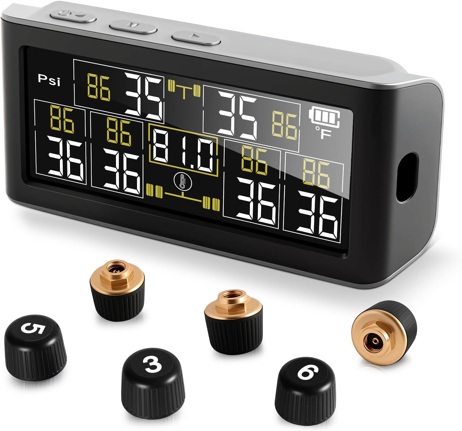 Tire Pressure Monitoring System-Trailer/RV Tire Pressure Monitoring System with Enhance 6 Sensors Tpms Tire Pressure Monitor 0-9.9Bar/144Psi 100FT Auto ON/OFF Voice Prompt for Rv/Trailer/Truck/Sedan