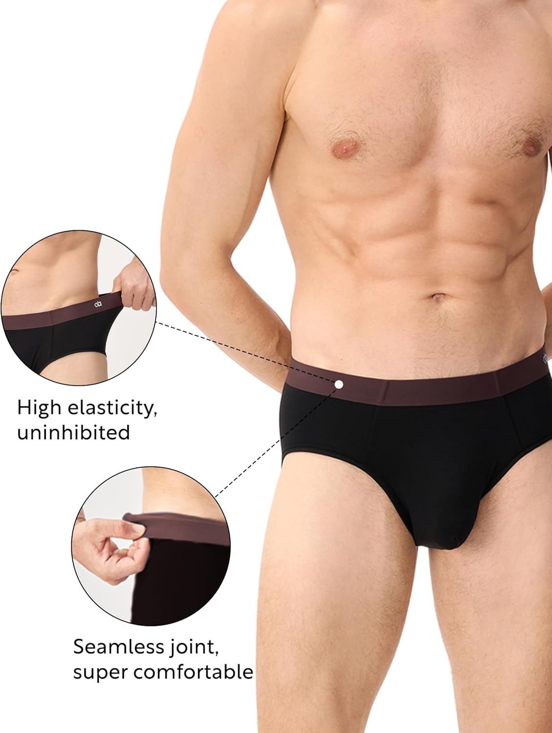 DAVID ARCHY Men's Briefs Rayon Made From Bamboo Soft Seamless Underwear Support Pouch No Fly Briefs for Men 4 Pack - Image 3