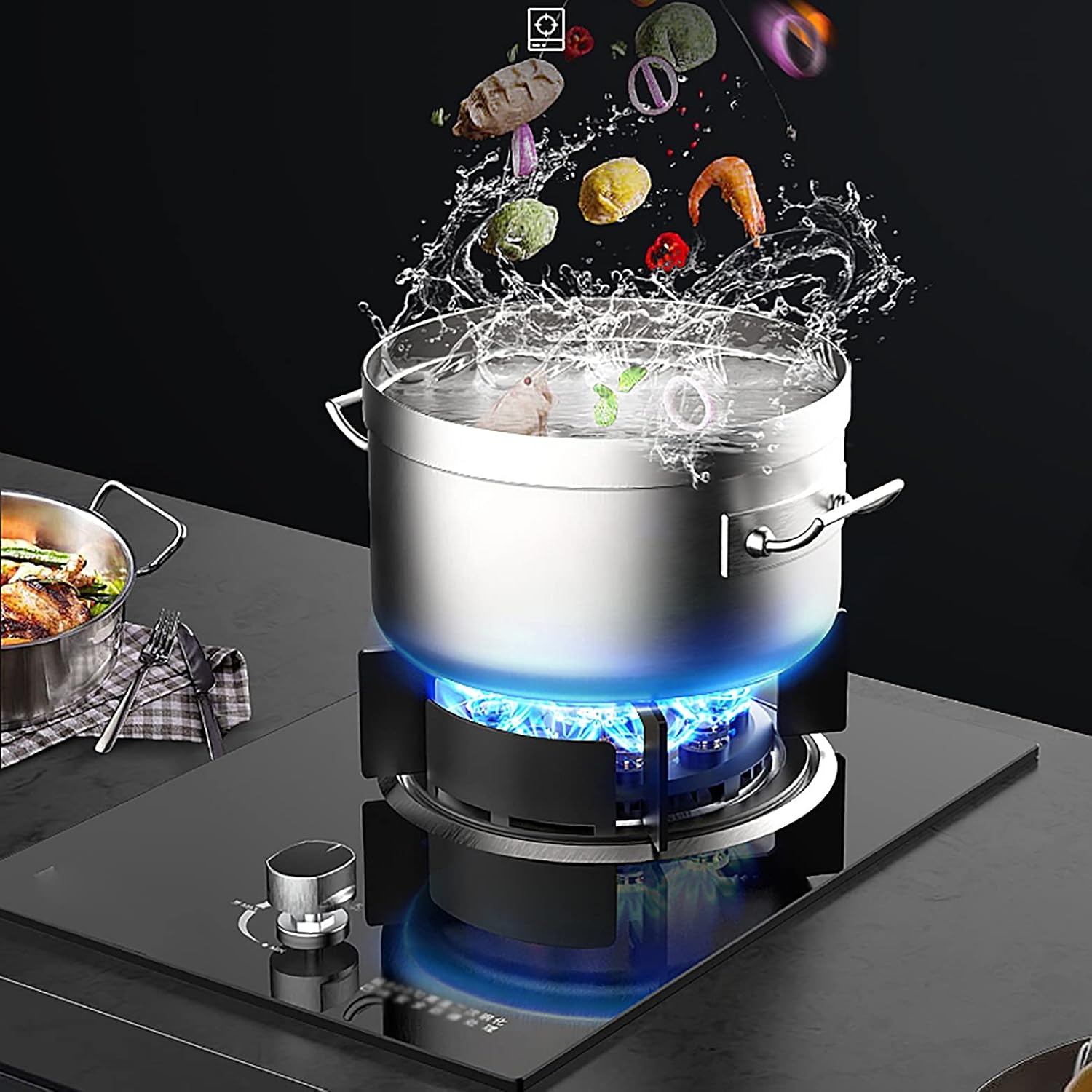 Burners Gas Hob 43cm Built-in 1 Cooker ，Thermocouple Flameout &Child Lock Protection，For Kitchen Liquefied Petroleum Gas/Natural Stove [Energy Class A](Blacka,NG)