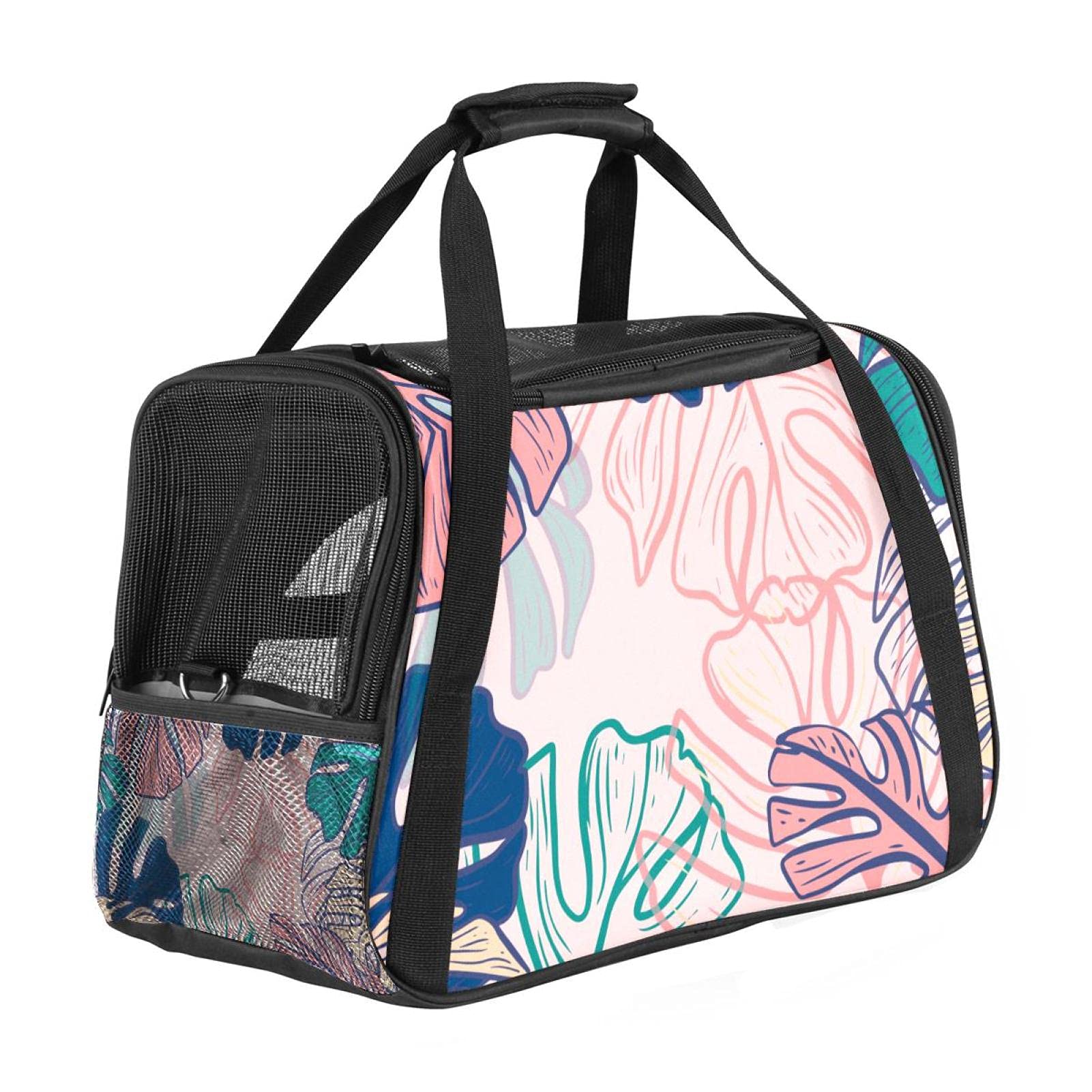 Sac de transport avion pour chat et chien avec imprimé Monstera