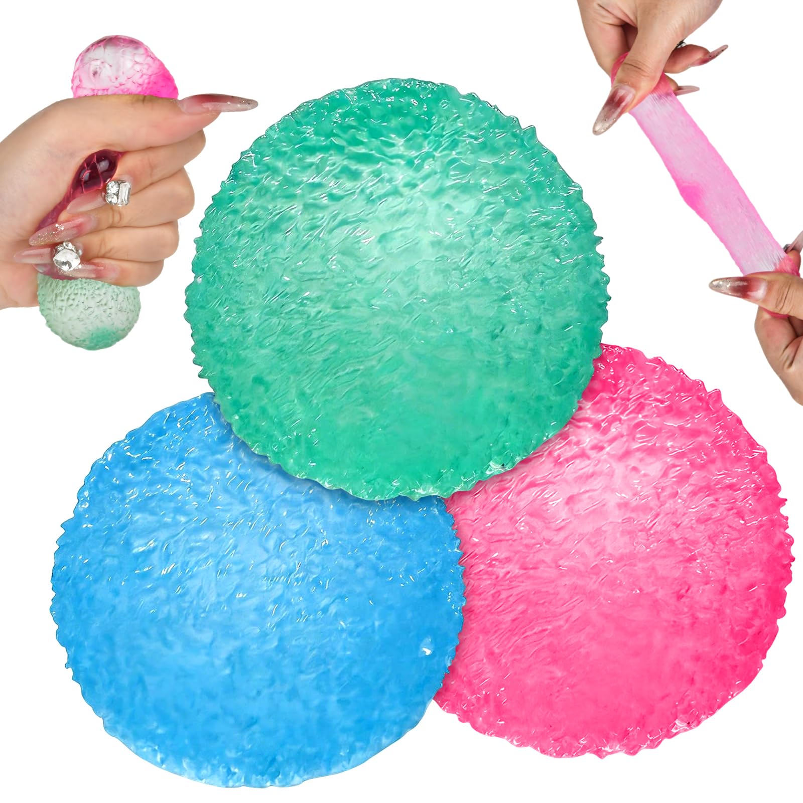 Squishy Stress Ball,Coconut Oil Squishy Stress Balls,Fuzz Ball Squishy Fidget Toys for Kids Adults,Sensory Stress Relief Fidget Toy for Classroom & Office Party Favours(3Pcs)