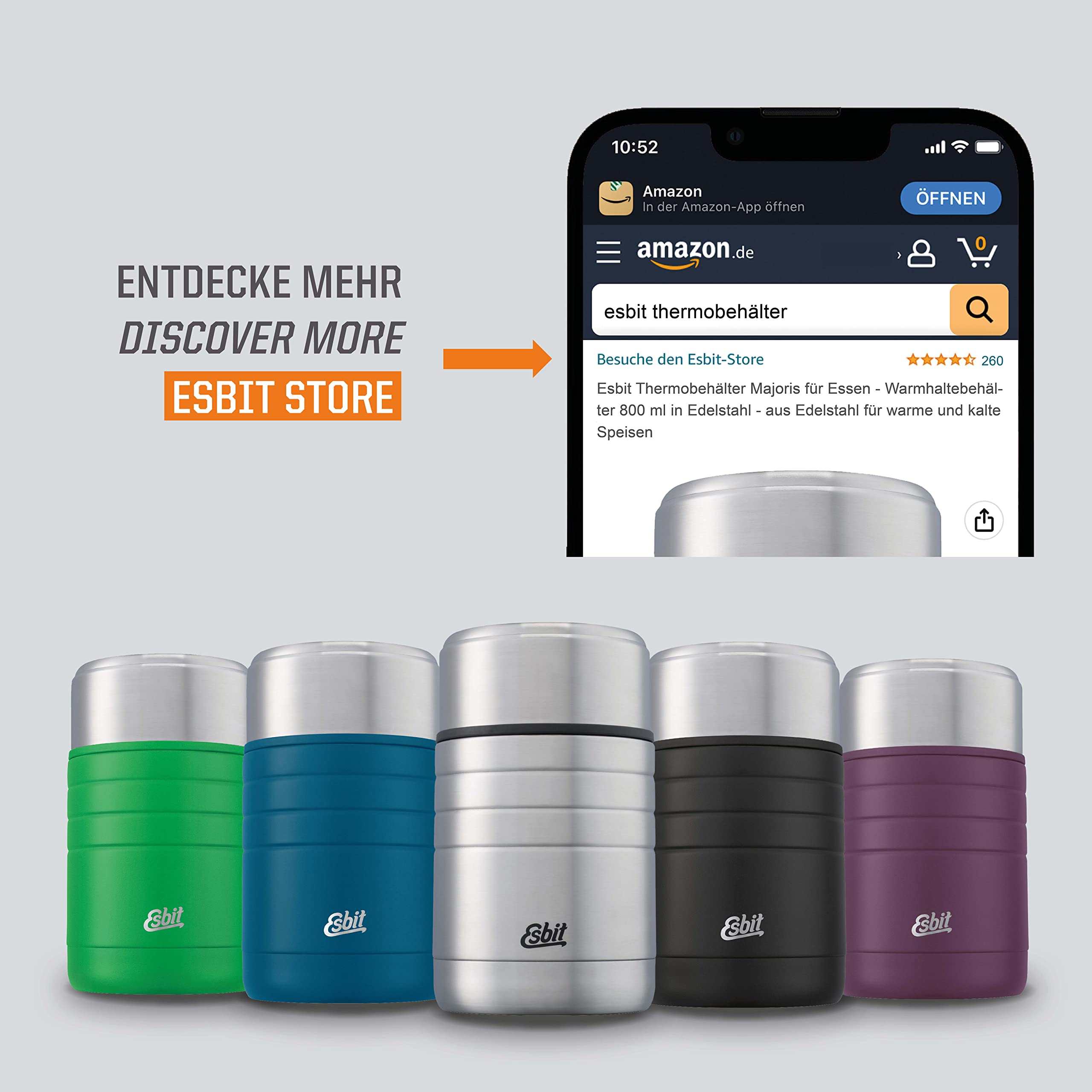 Esbit FJ1000TL-BK Thermal Container, Black, 1000 ml