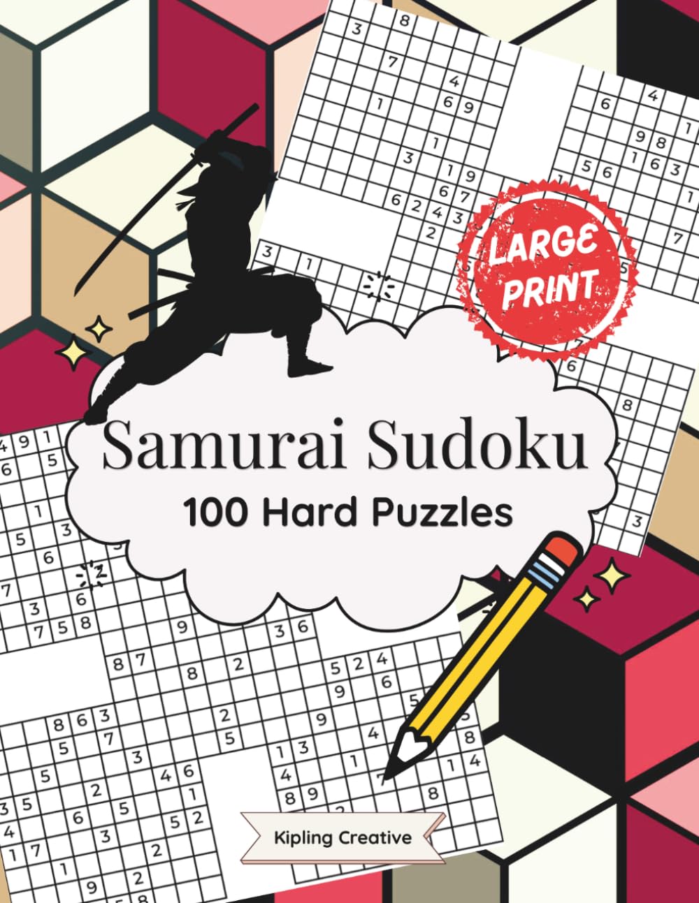 Large Print Samurai Sudoku: 100 Hard Puzzles (Large Print Brain Training for Adults)