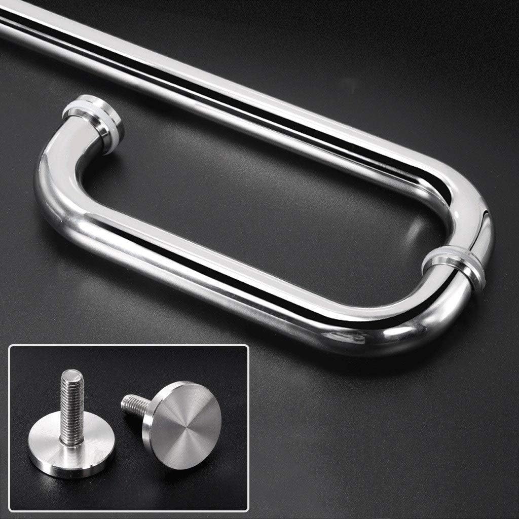 Shower Door Handles Parts Replacement Hardware Sets - Hole Centres Optional - Doorknobs Push and Pull Handle for Bathroom,Kitchen, Chrome Stainless Steel (Size : 225mm+425mm)